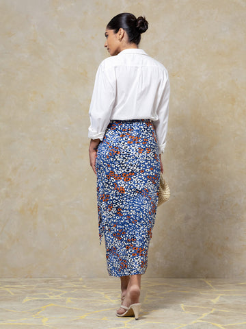 Printed Midi Wrap Skirt