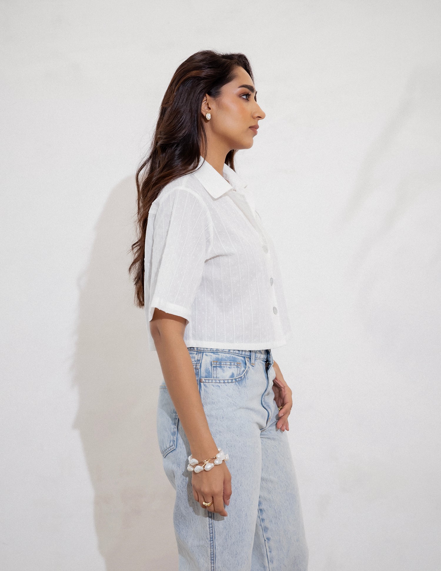 Button Down Crop Shirt