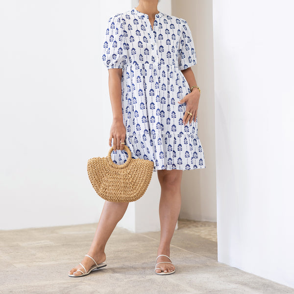 Balloon Sleeve Printed Mini Dress