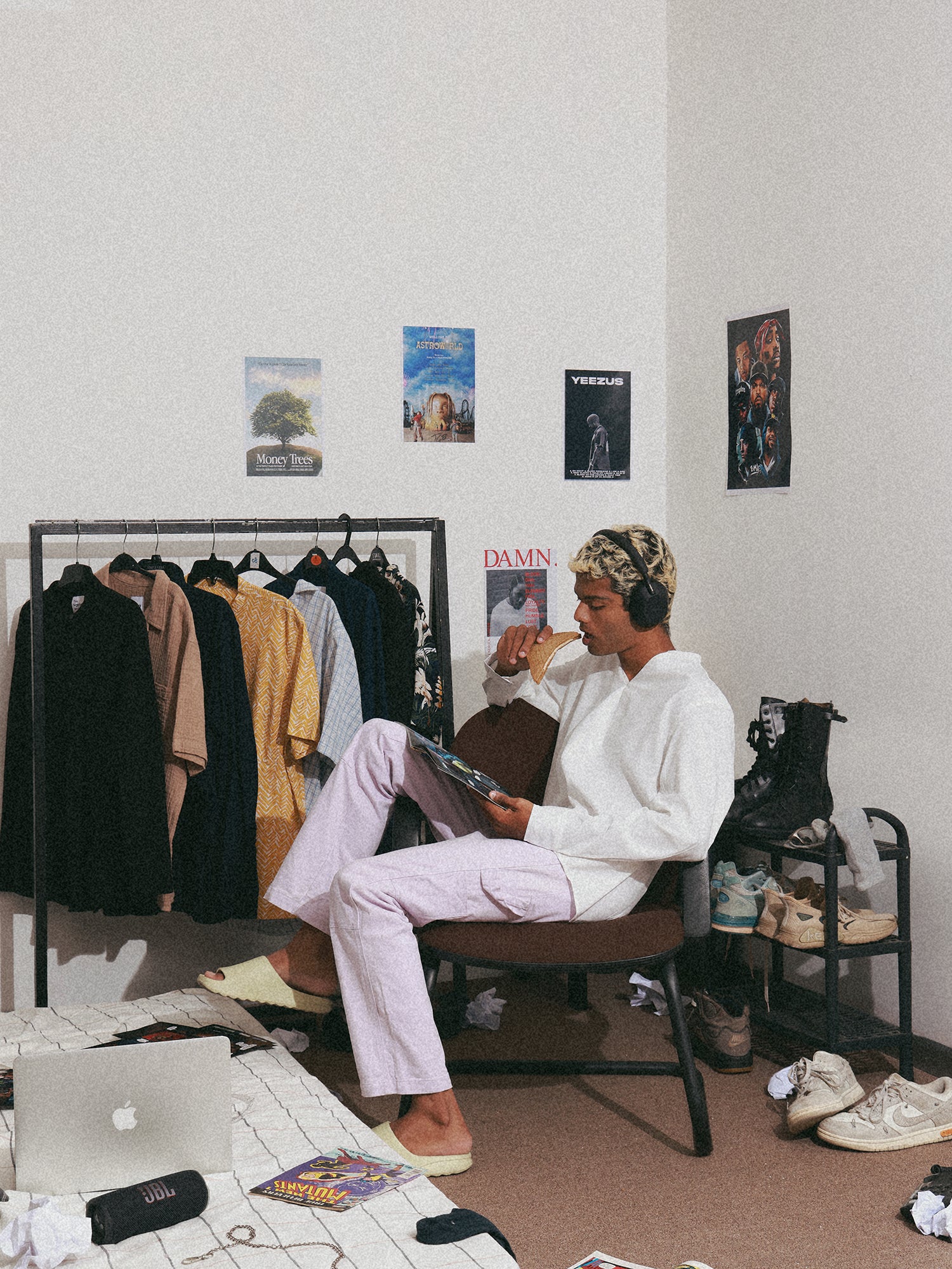 Oversize cotton small pleat deatiled shirt