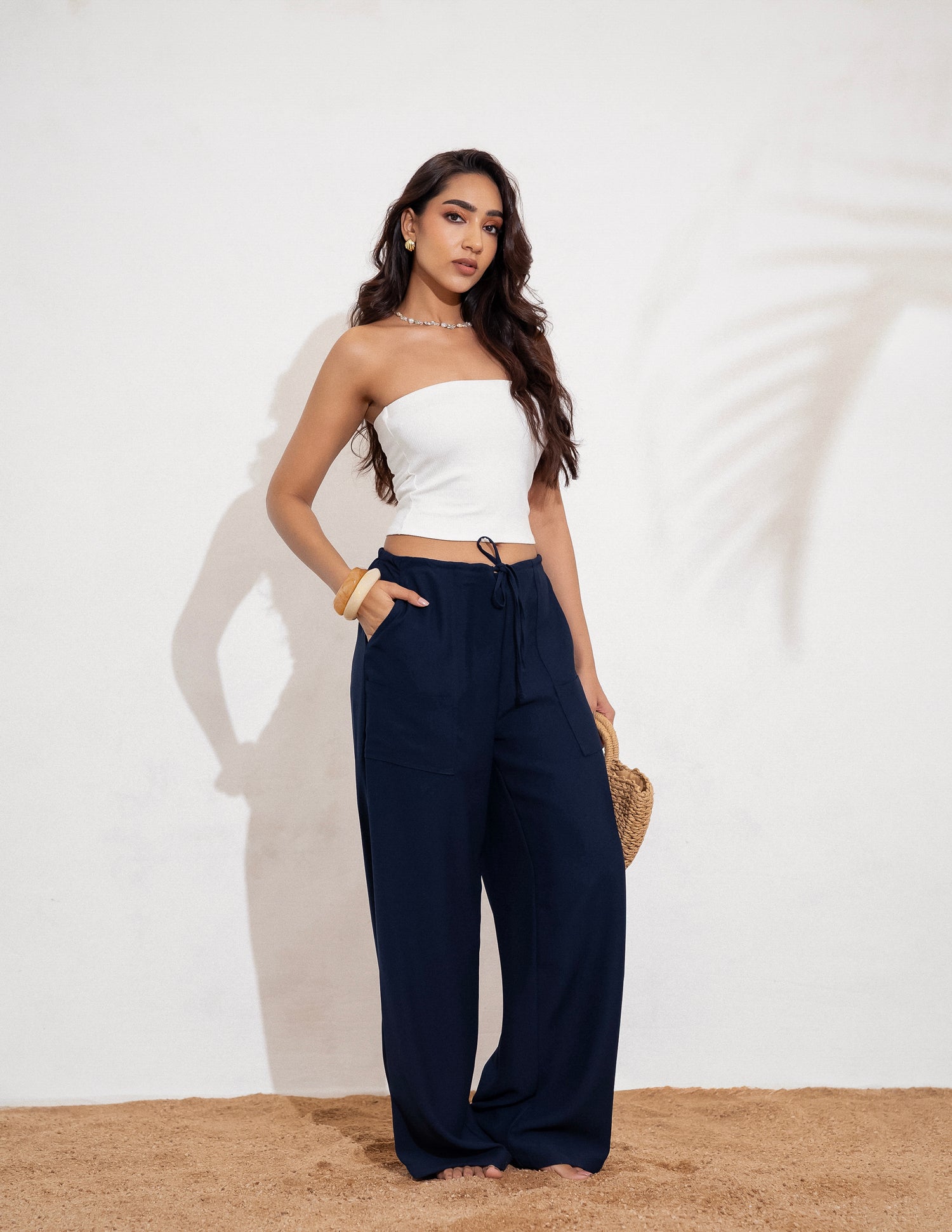 Drawstring Wide Leg Pant