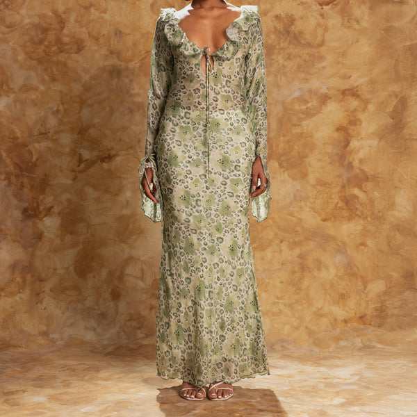Printed Bias Maxi Dress