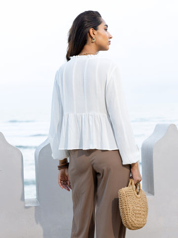 Frill Detailed Front Tie Up Top