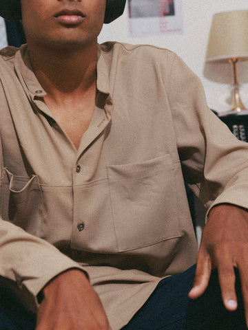 Cut and sew detailed double chest pocket shirt