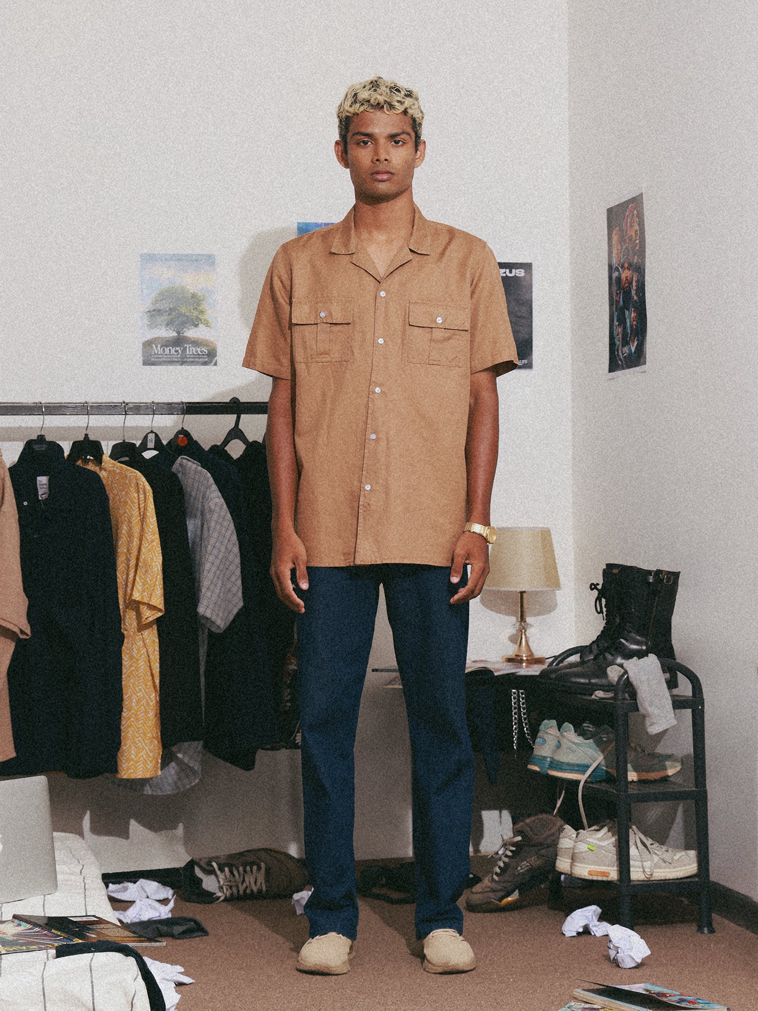 Linen double chest pocket shirt