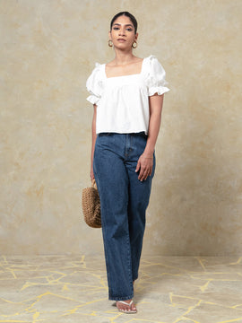 Square Neck Puff Sleeved Top