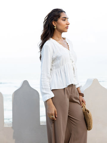 Frill Detailed Front Tie Up Top
