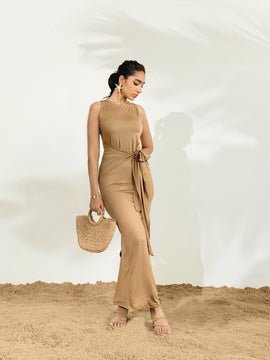 Front Tie Up Sleeveless Maxi Dress