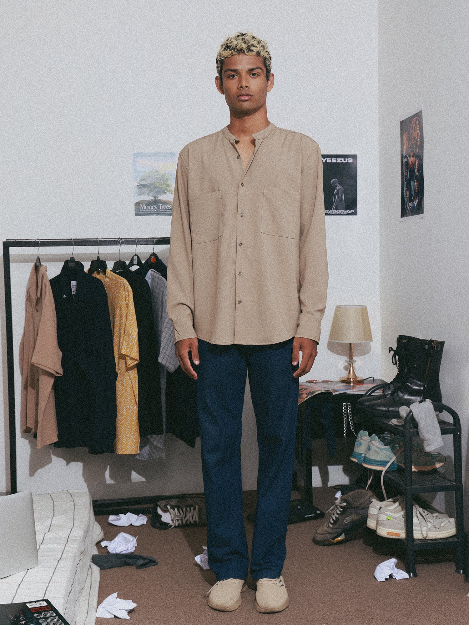 Cut and sew detailed double chest pocket shirt