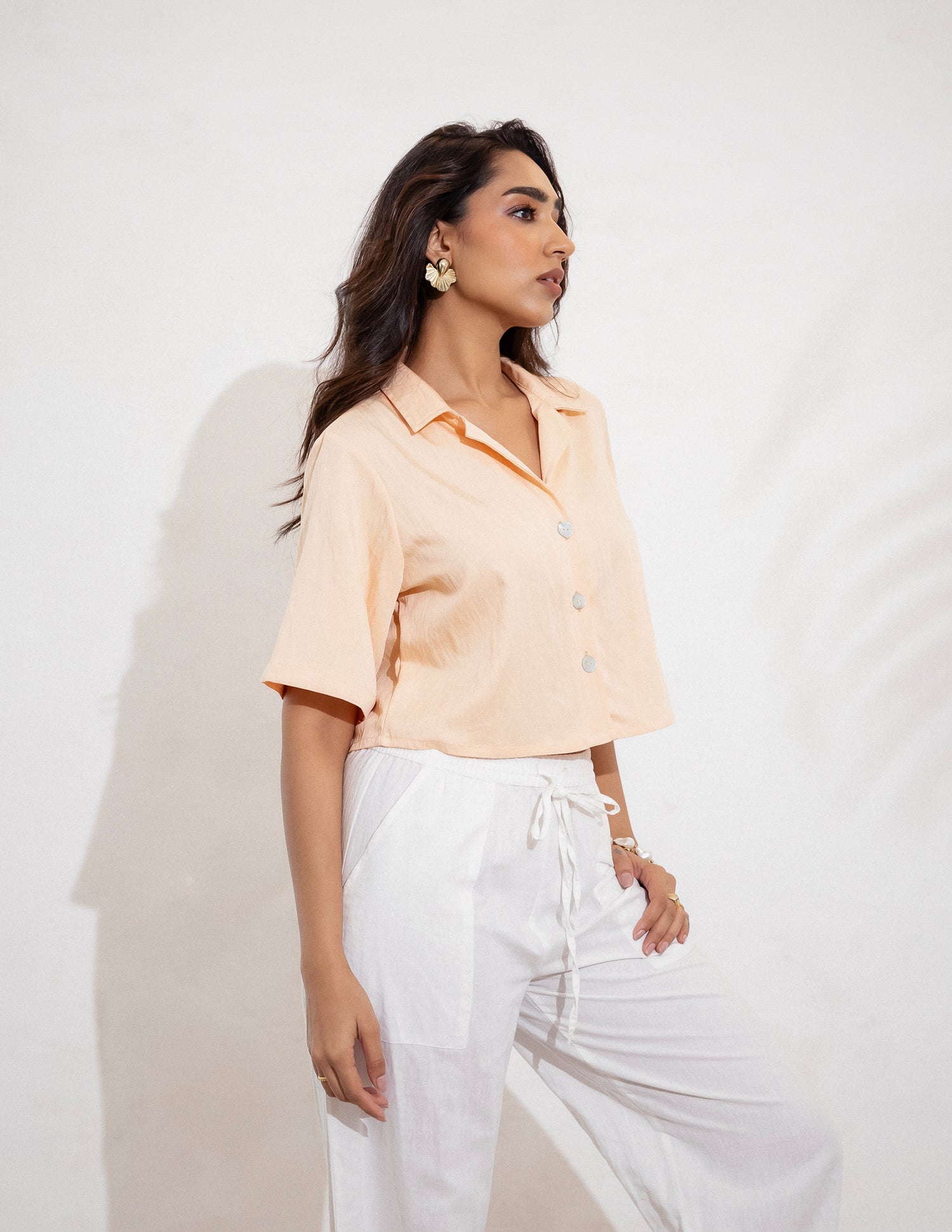 Button Down Crop Shirt