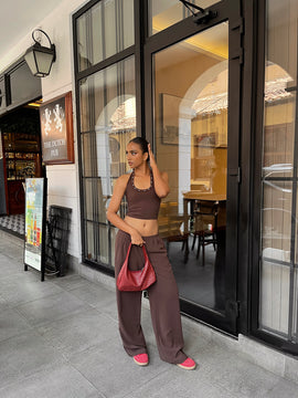 Low Waist Pleated Wide Leg Pant