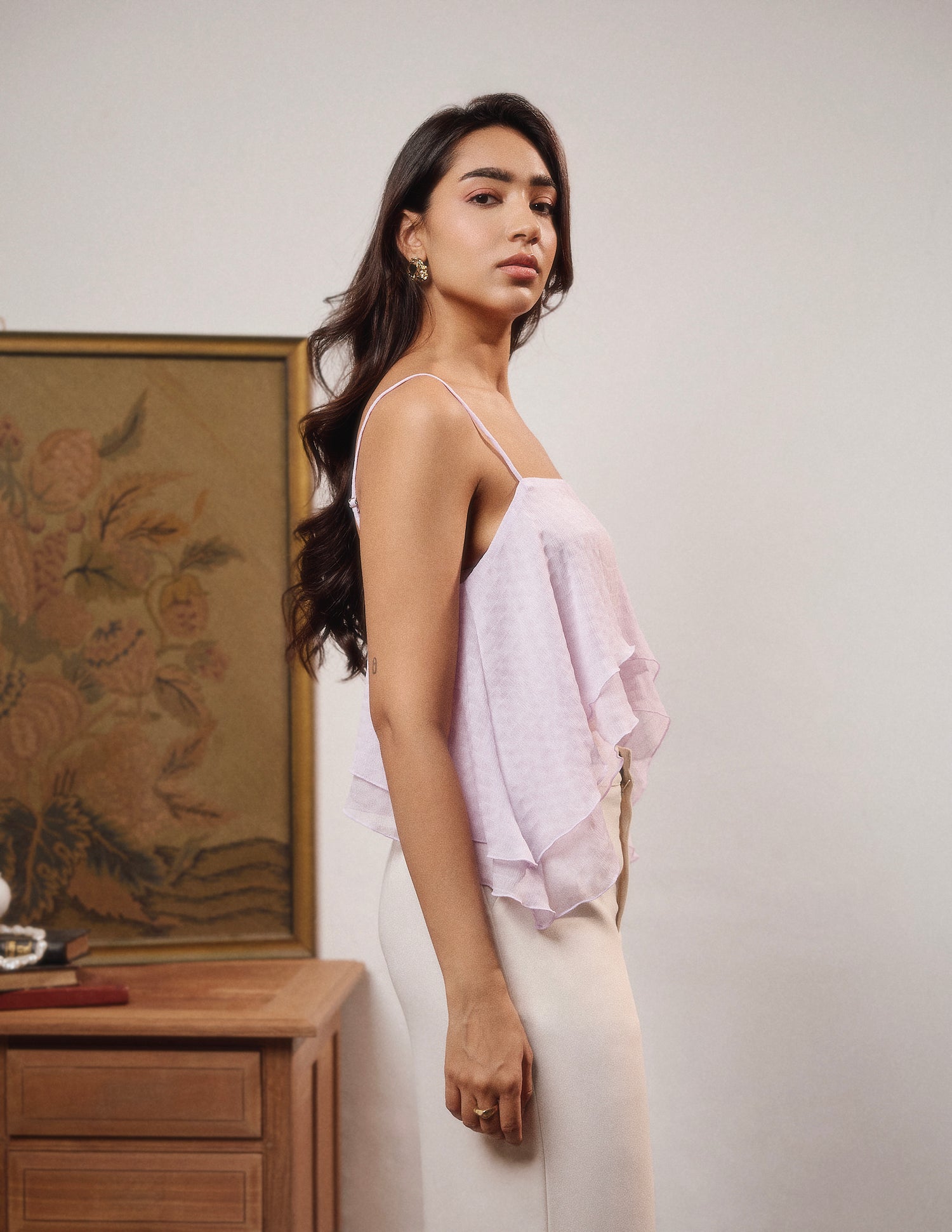 Double Frill Detailed Sleeveless Top