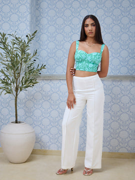 Back Tie Up Bustier Printed Top
