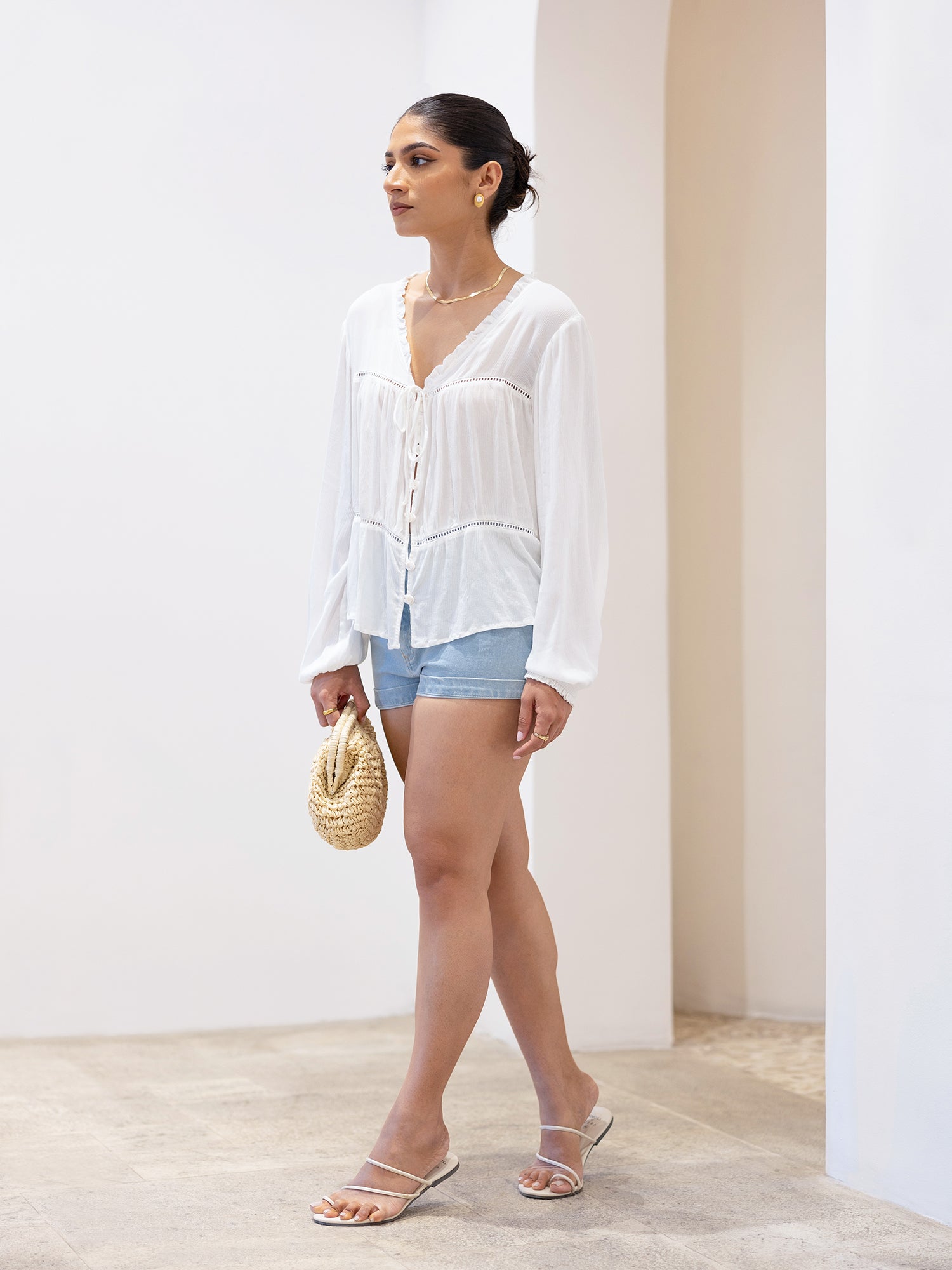 Lace Detail Front Tieup Top