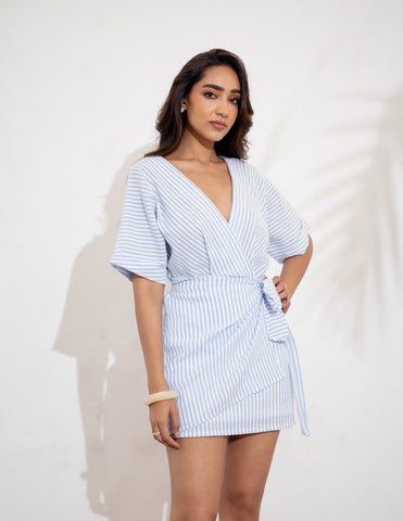 Mock Wrap Mini Dress