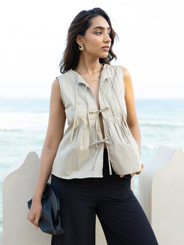 Front Tie Up Sleeveless Top