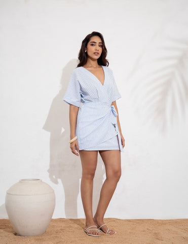 Mock Wrap Mini Dress