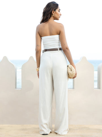 Front Pleated Wide Leg Pant