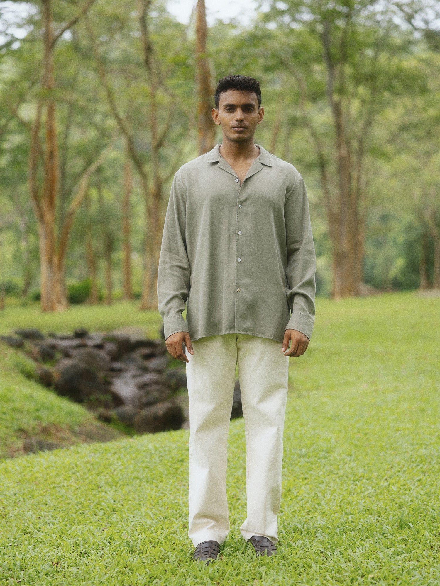 Oversized camp collar shirt