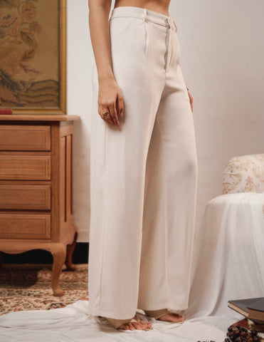 Front Pleated Wide Leg Pant