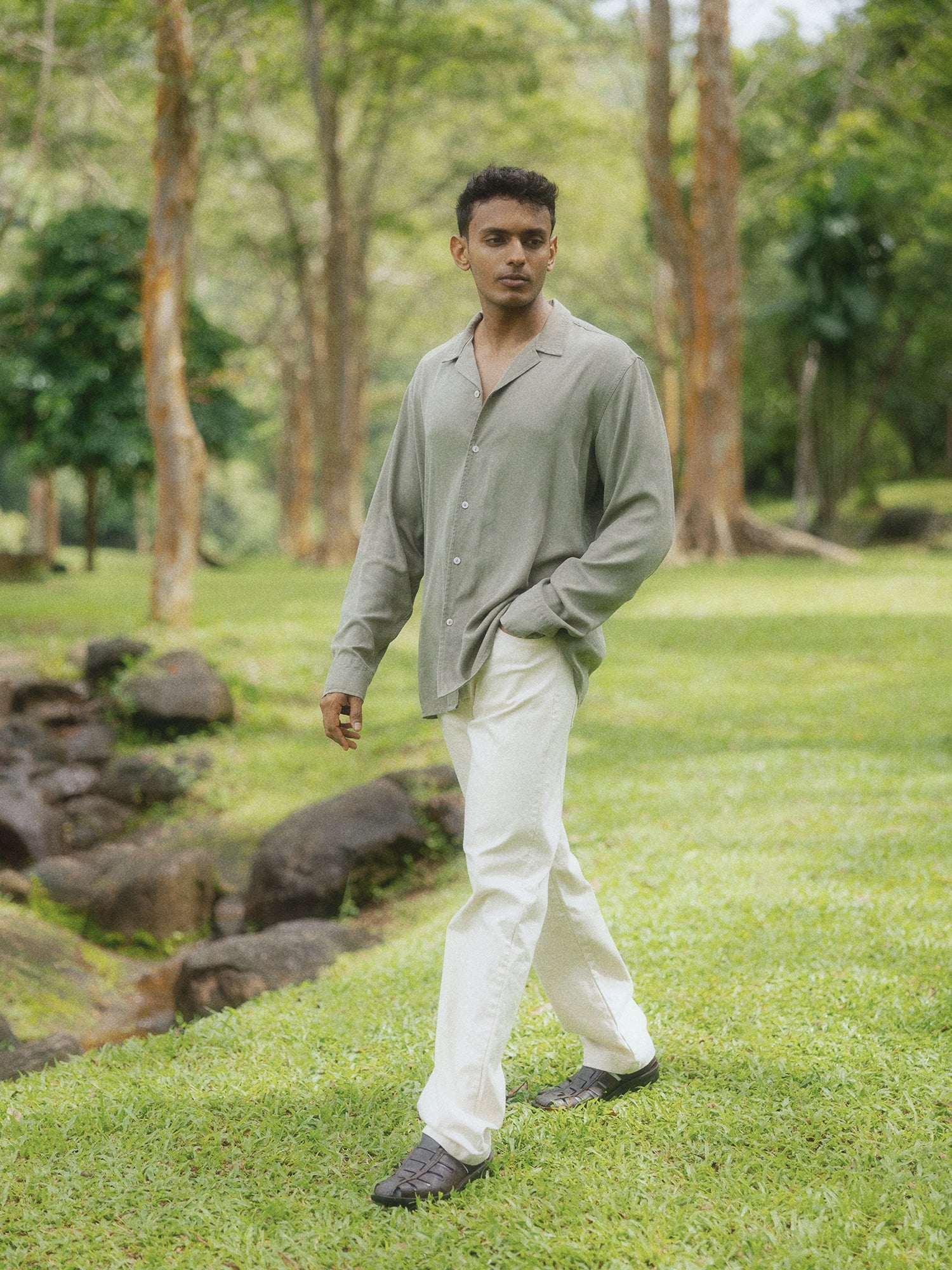 Oversized camp collar shirt