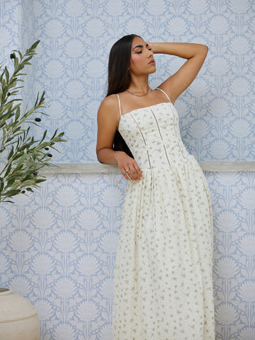 Ladder Lace Detailed Low Waist Maxi Dress