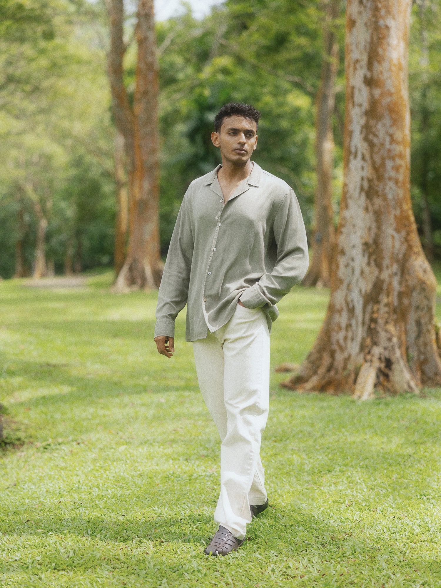 Oversized camp collar shirt