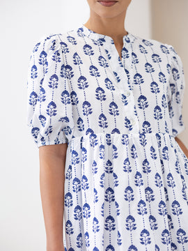 Balloon Sleeve Printed Mini Dress