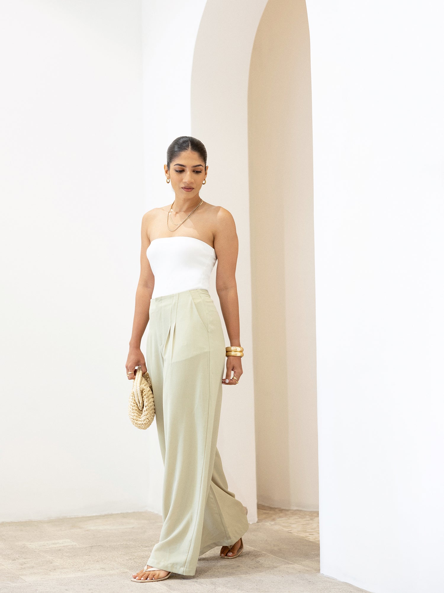 Seam Detailed High Waist Pant