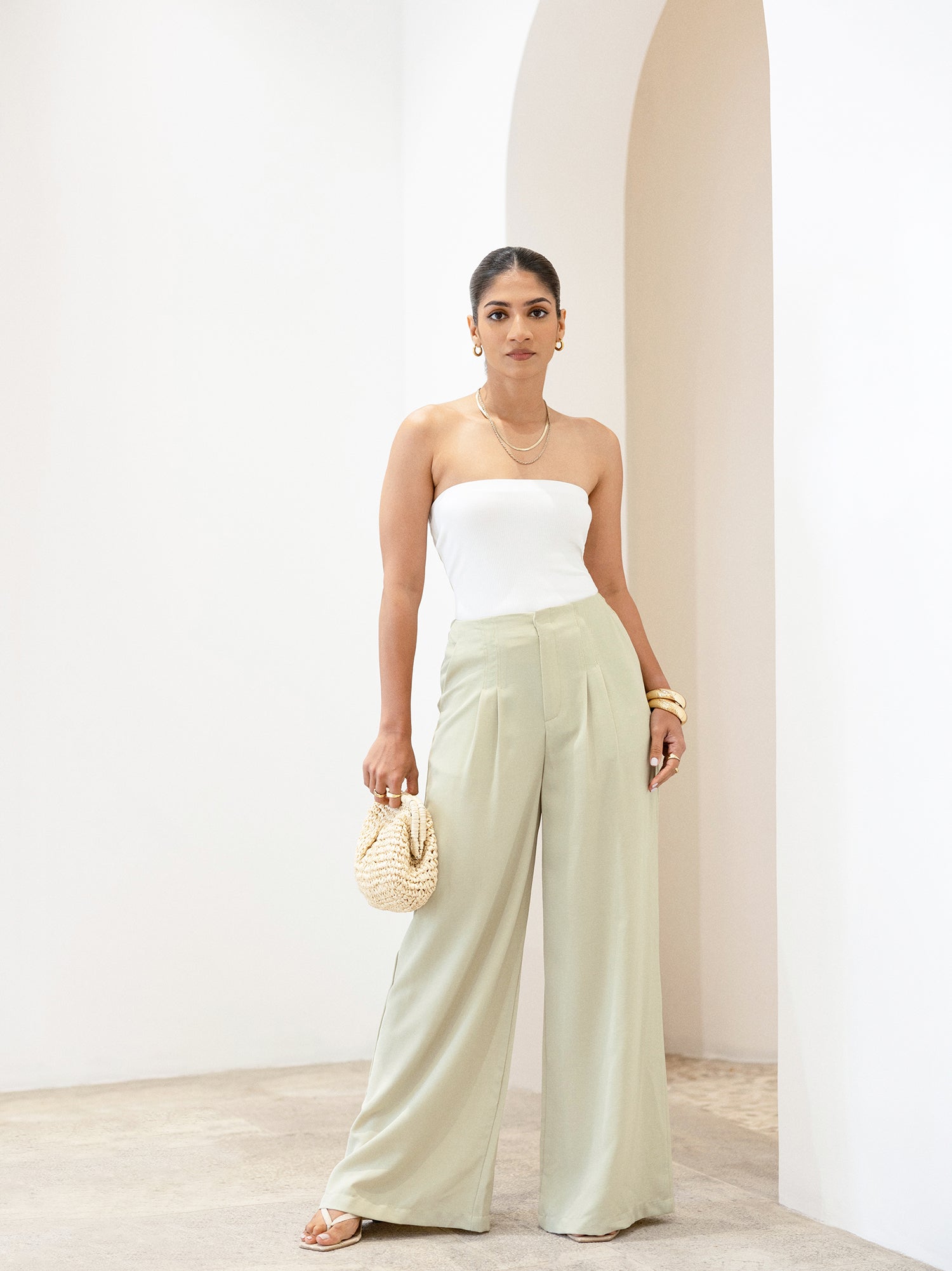 Seam Detailed High Waist Pant