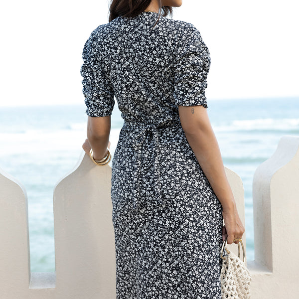 Bustier Detailed Printed Midi Dress