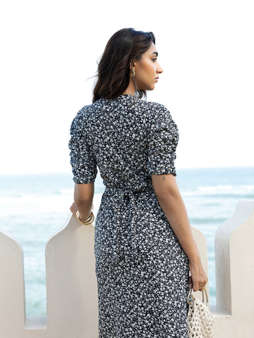 Bustier Detailed Printed Midi Dress