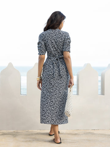 Bustier Detailed Printed Midi Dress