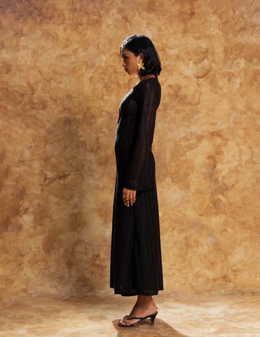Bell Sleeved Cut Out Detailed Maxi Dress