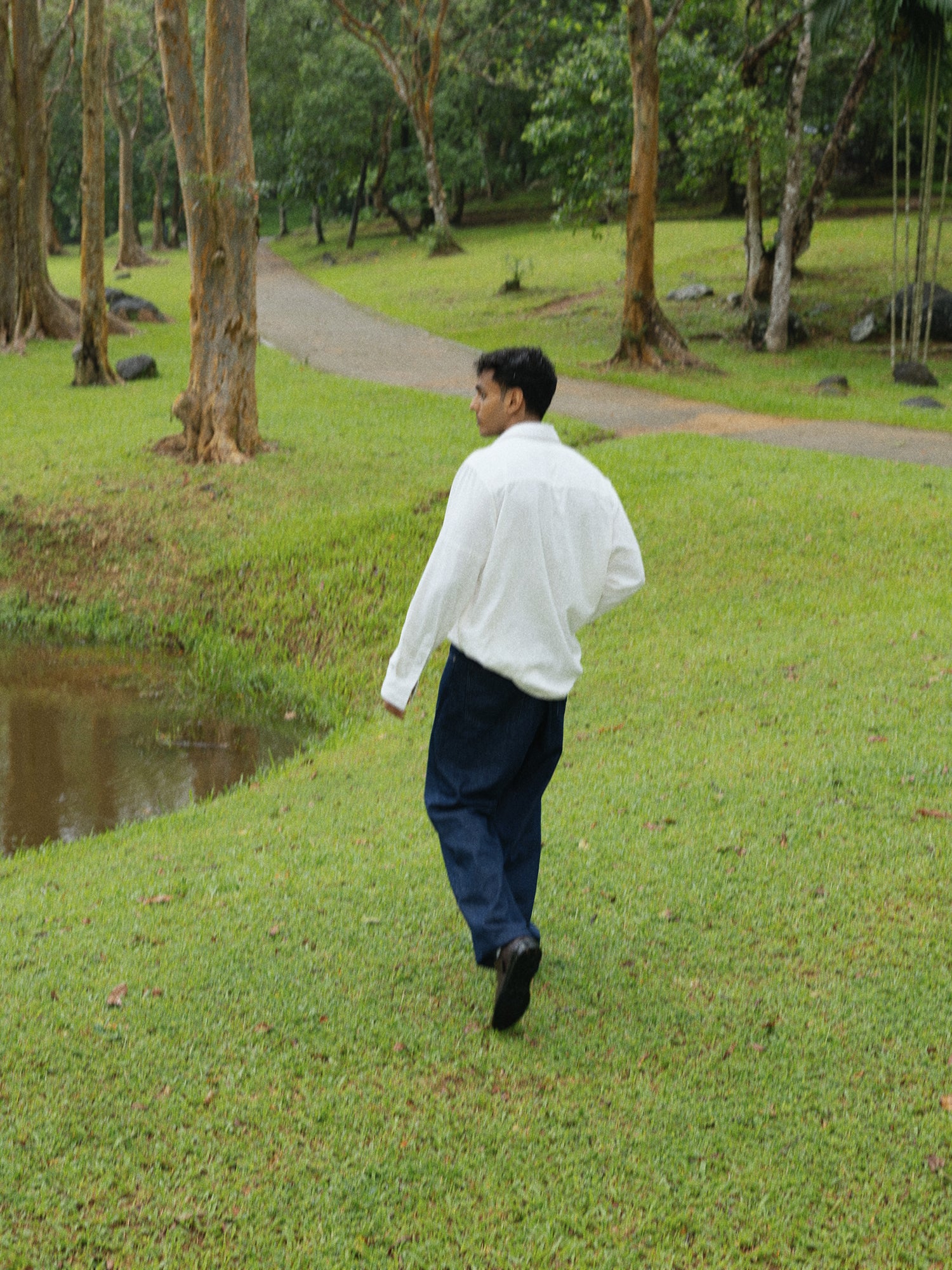 Regular collar cut and sew detailed shirt