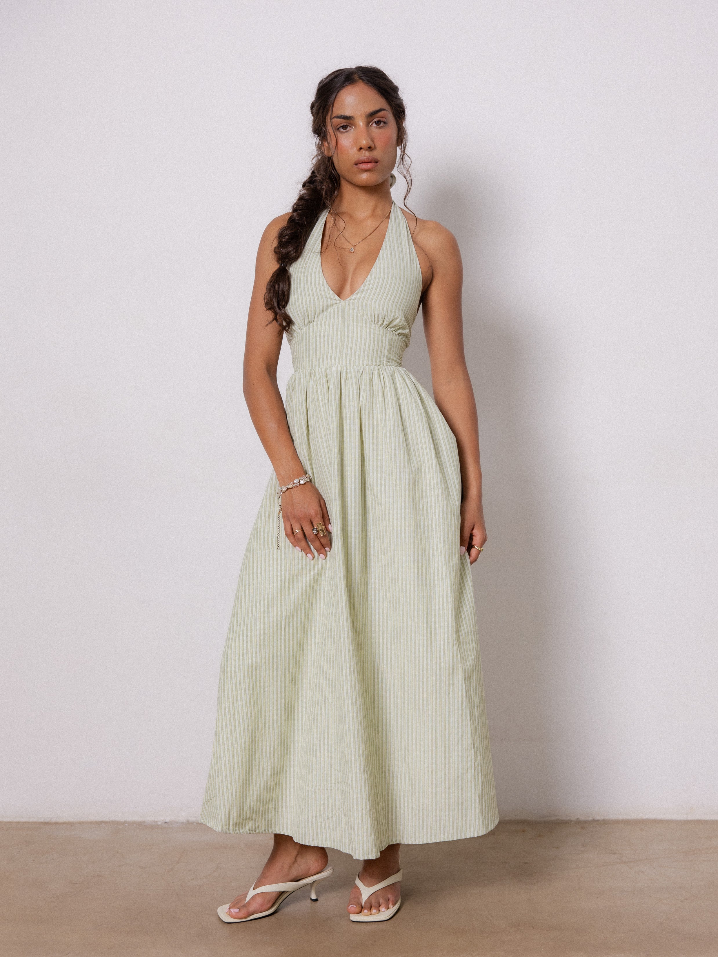 Halter Neck Tie Up Maxi Dress
