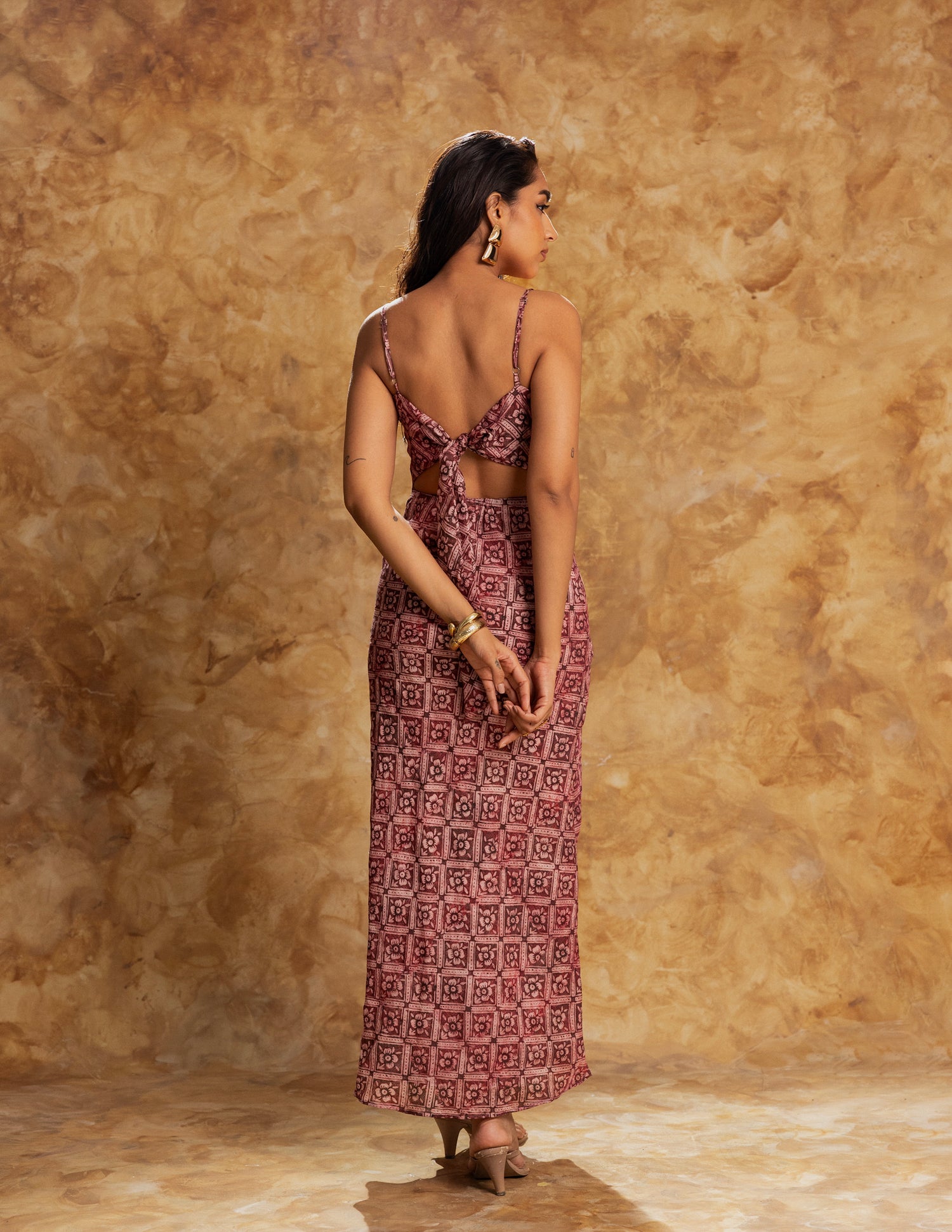 Printed Cowl Neck Dress