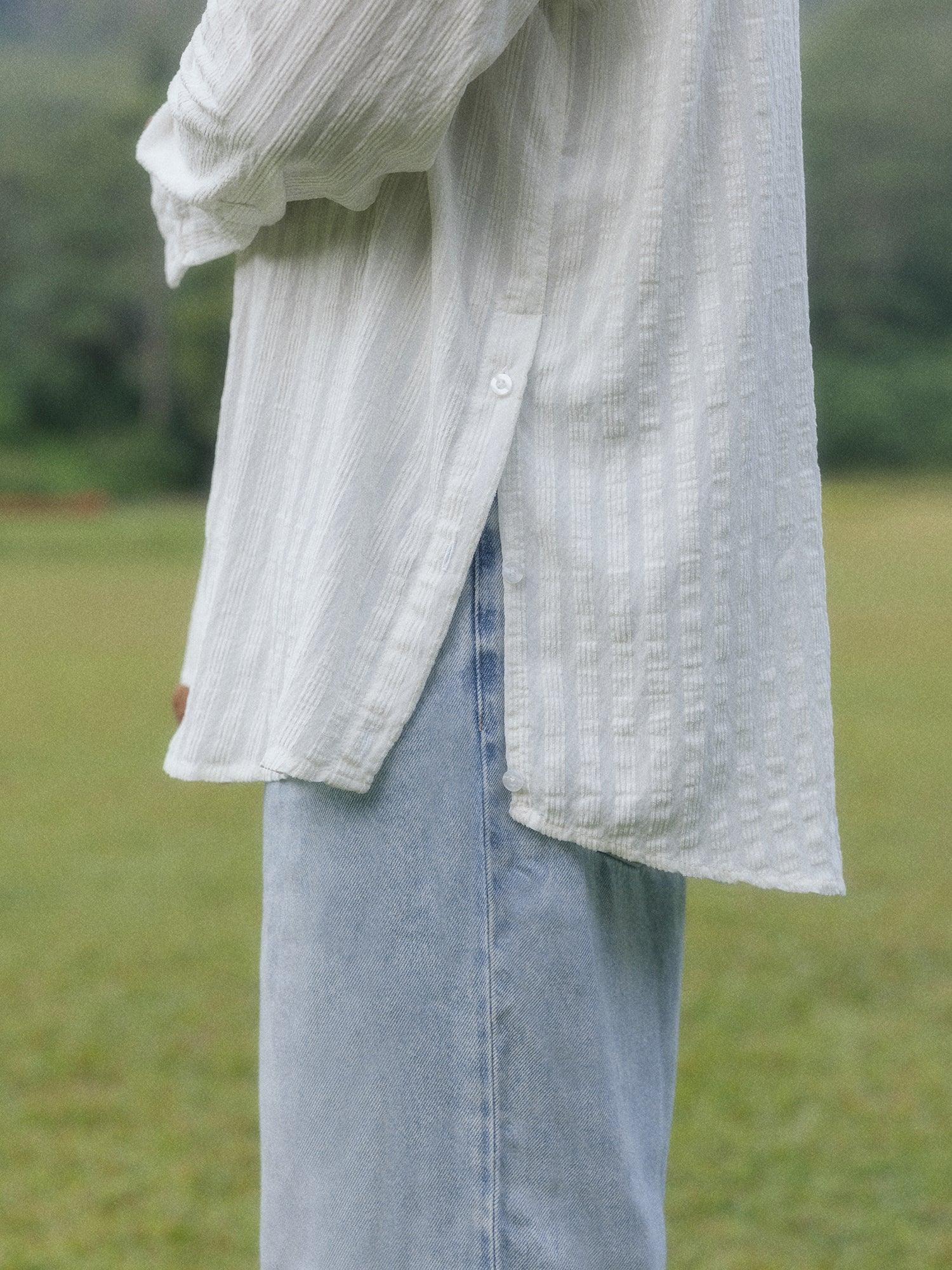 Chinese collar oversized shirt