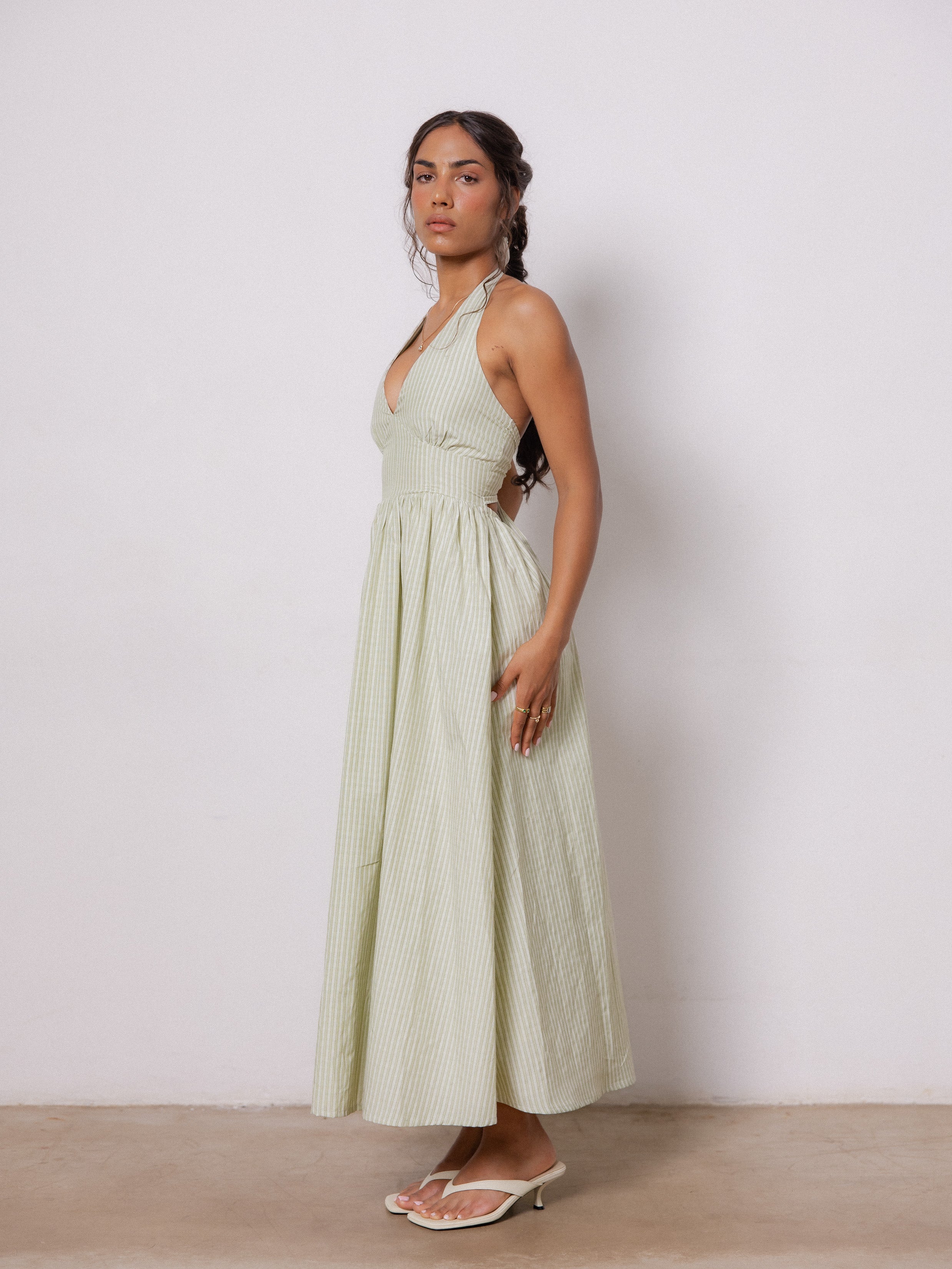 Halter Neck Tie Up Maxi Dress