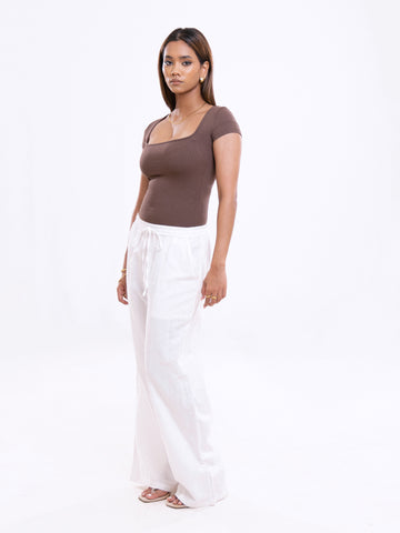 Lily Square Neck Short Sleeved Crop Top