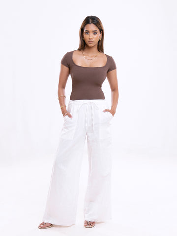 Lily Square Neck Short Sleeved Crop Top