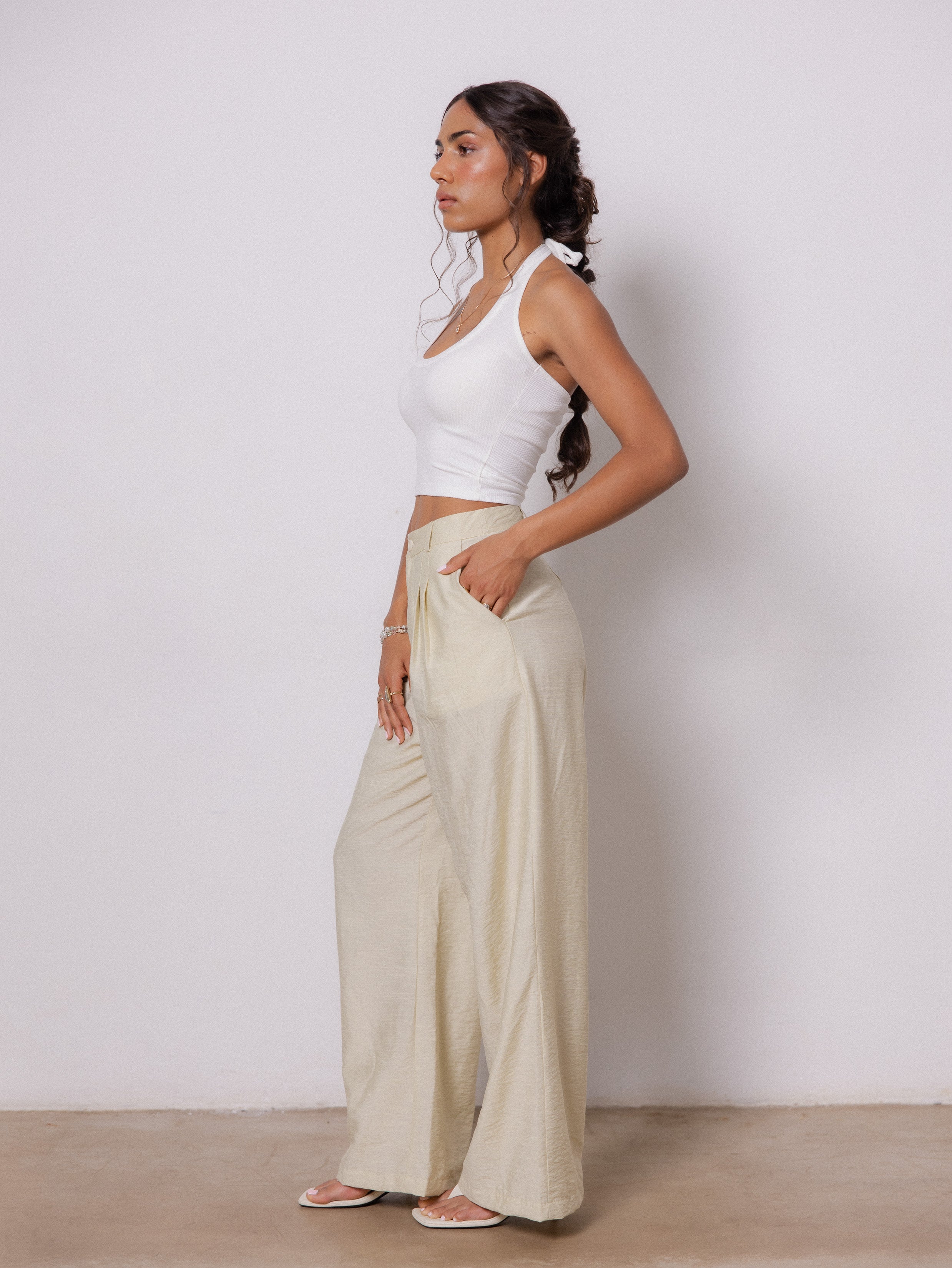 Front Pleated Straight Leg Pant