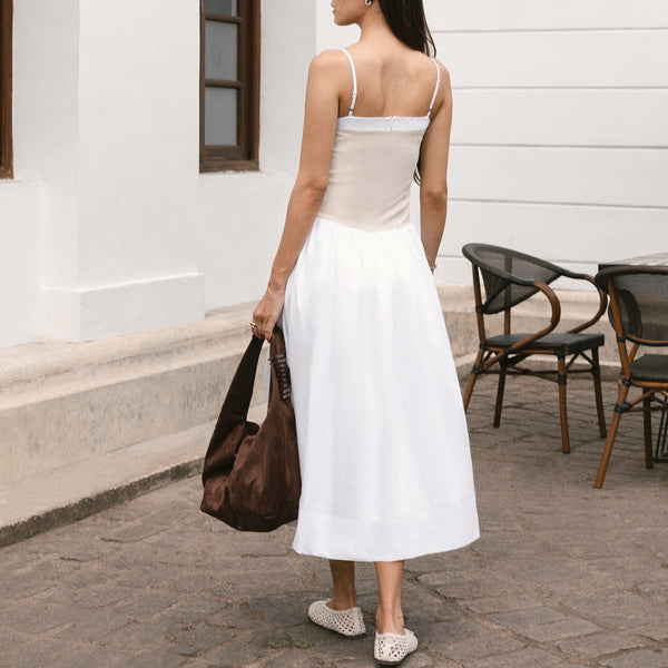 Contrast Detailed Midi Dress