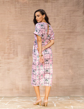 Mock Wrap Midi Dress