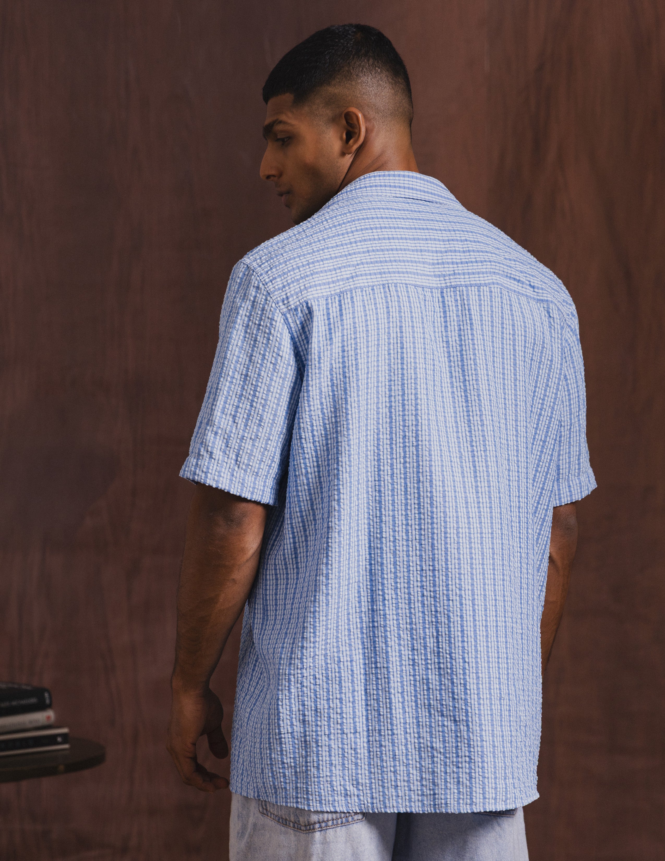 Regular collar center back pleat detail shirt