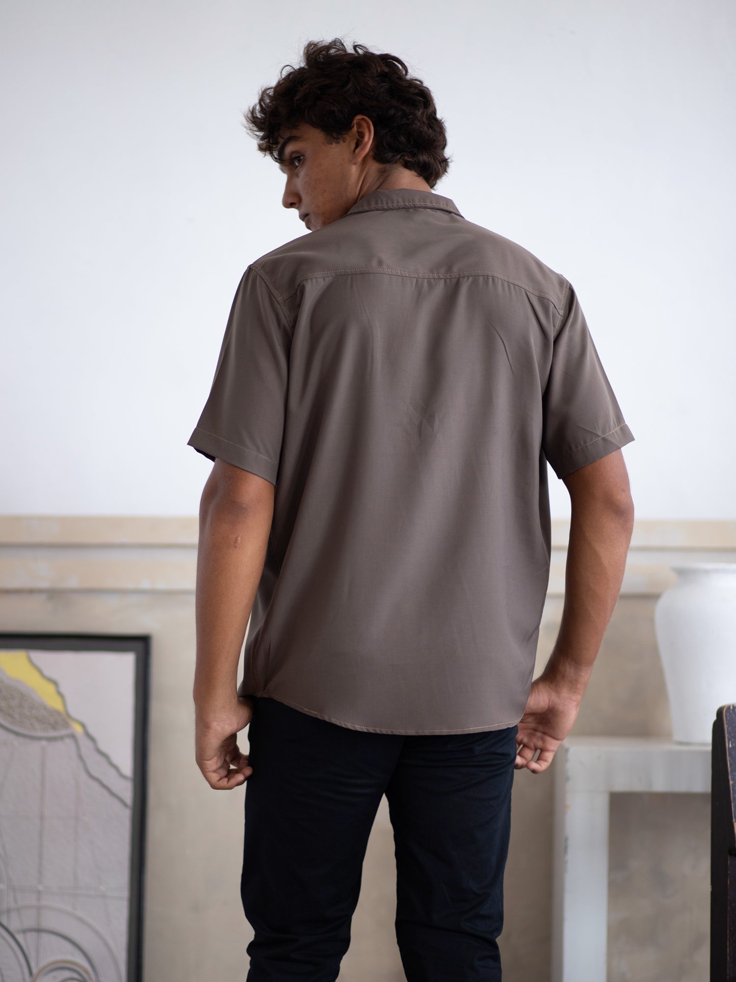 Oversized S/S camp collar shirt