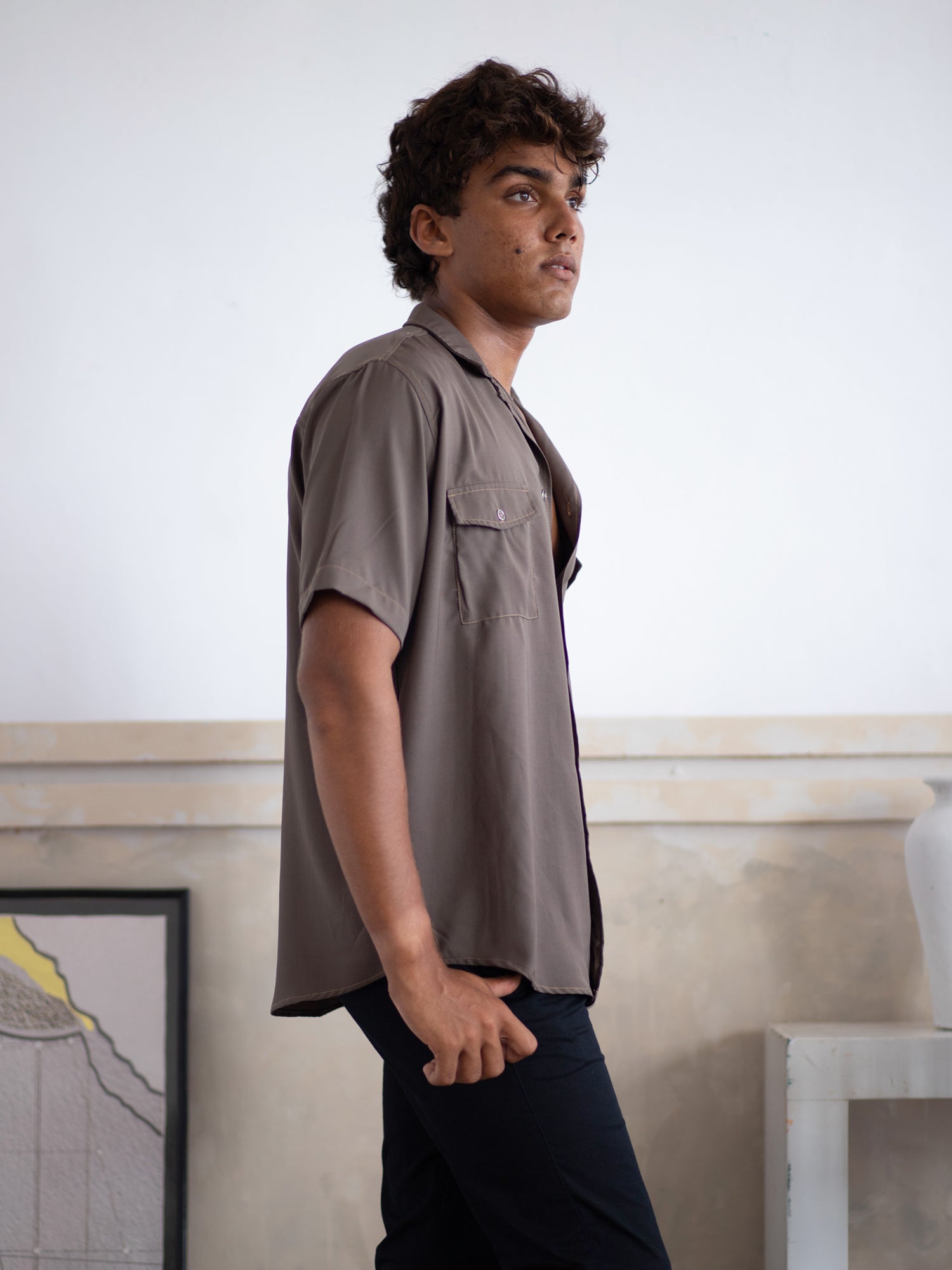 Oversized S/S camp collar shirt