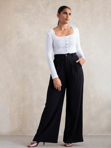 High Waist Wide Leg Trouser