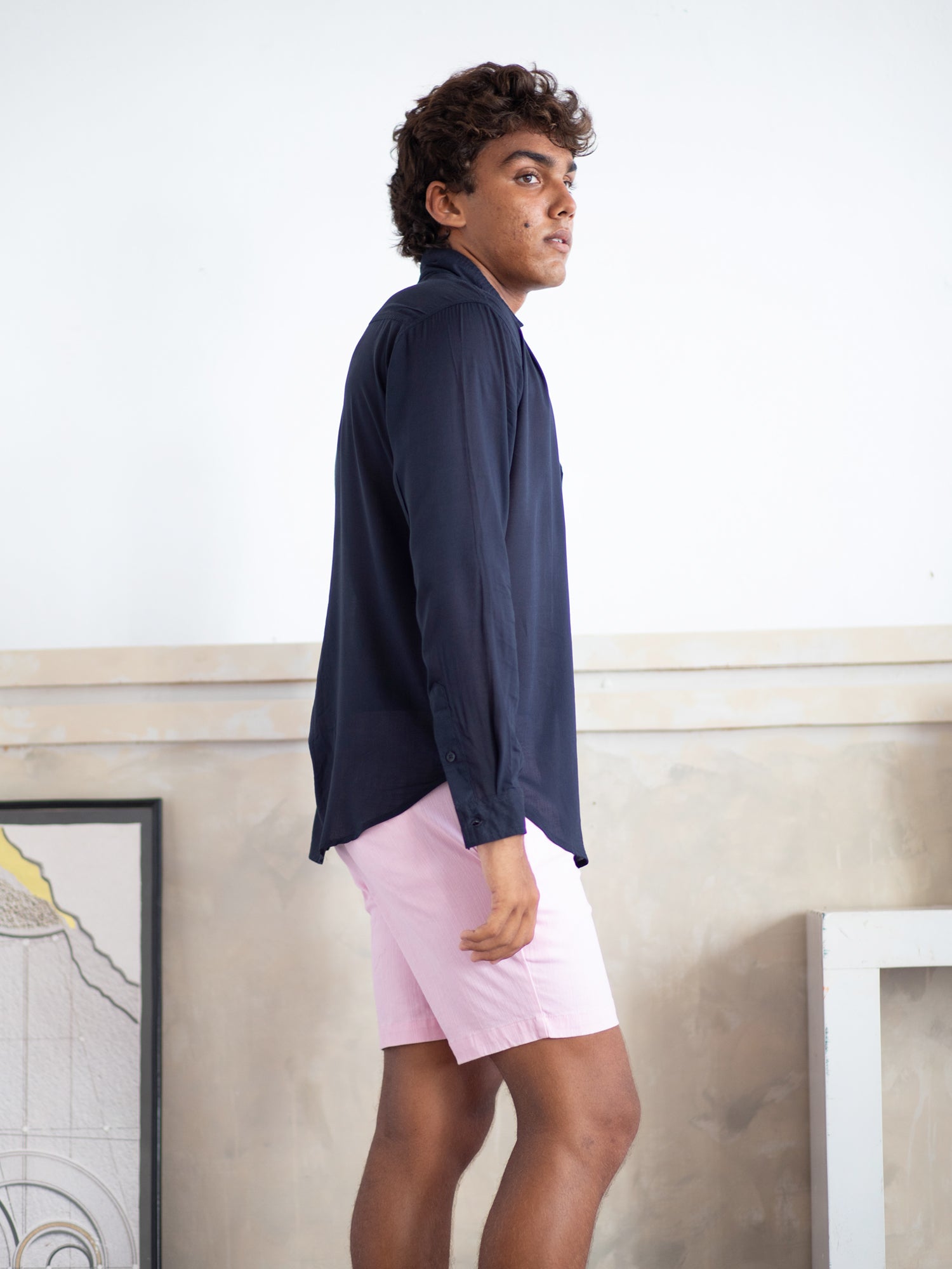 Regular fit L/S regular collar shirt