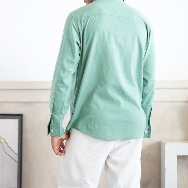 Oversized L/S regular collar shirt